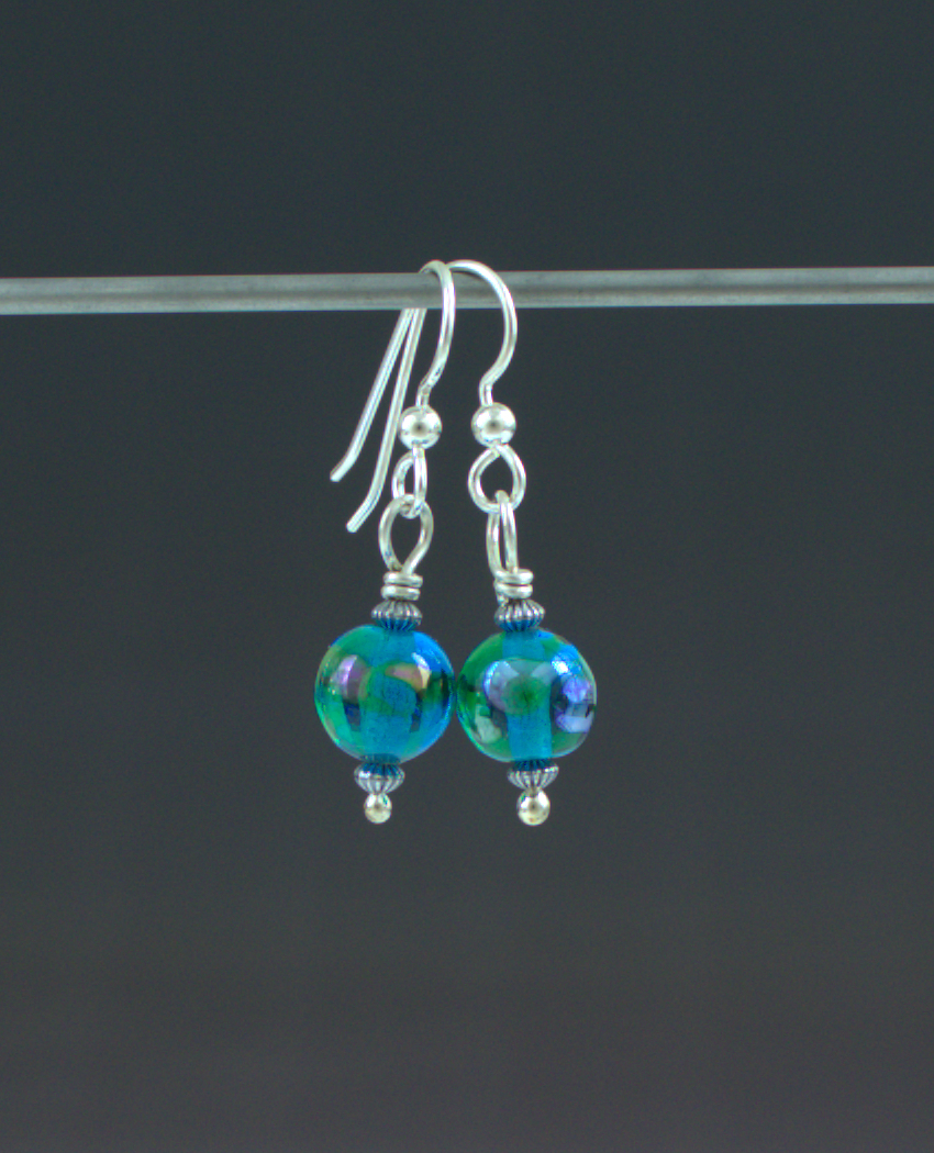 Aqua Pearl Earrings Front