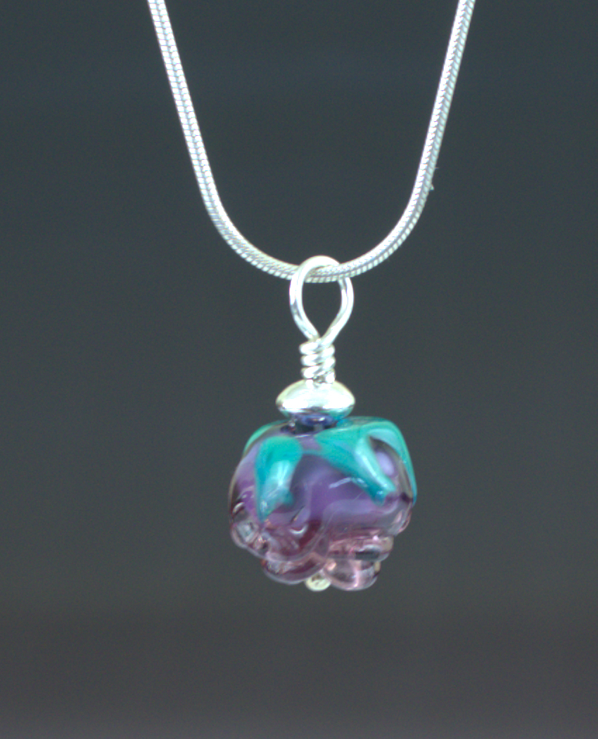 Violet Rose Pendant with Sterling Silver Chain