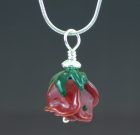 Red Rose Pendant with Sterling Silver Chain