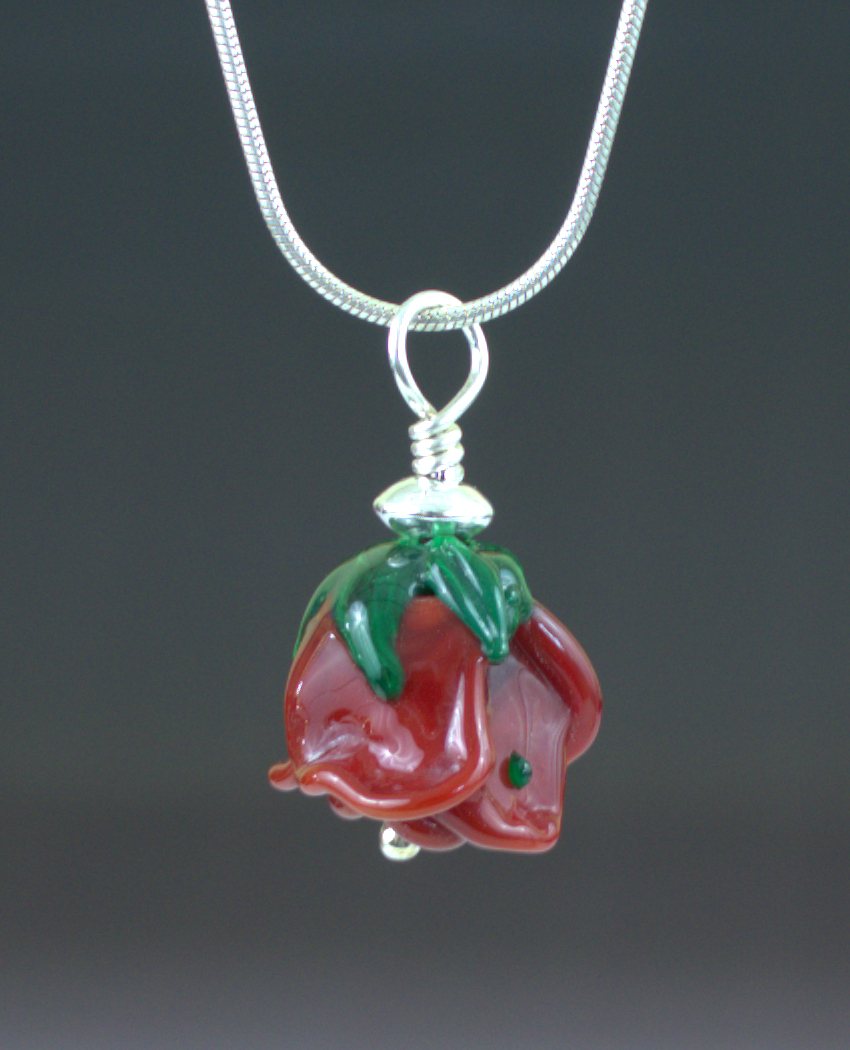 Red Rose Pendant with Sterling Silver Chain (SOLD)
