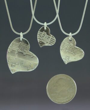 Amazing Grace Fine Silver Heart Pendants