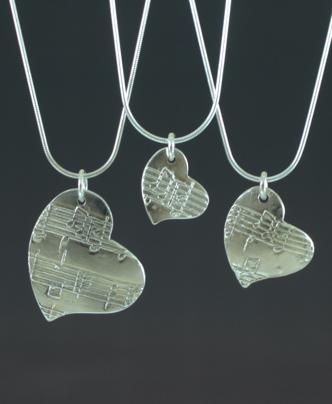 Amazing Grace Fine Silver Heart Pendants